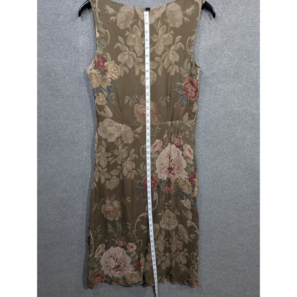 Ralph Lauren LRL Silk Dress Womens 8 Faux Wrap Ruffle Tank Feminine Soft Elegant - Picture 9 of 12